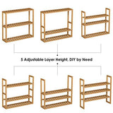 HOMFA Bamboo Bathroom Shelf 3-Tier Multifunctional Adjustable Layer Rack Wall Mounted Utility Storage Organizer Bathroom Kitchen Living Room Holder