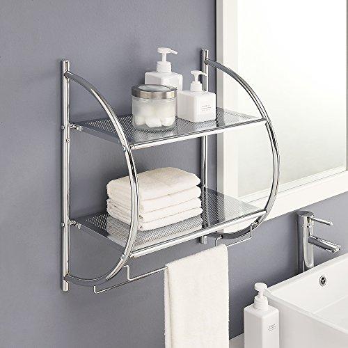 Organize It All Chrome 2-Tier Metal Wall Mount Bathroom Shelf