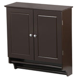 Espresso Wall Mount Bathroom Cabinet Laundry Kitchen Organizer 2 Doors