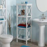 RiverRidge X- Frame Collection 4-Shelf Storage Tower, White