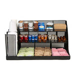 Mind Reader 14 Compartment 3 Tier Large Breakroom Coffee Condiment Organizer, Black