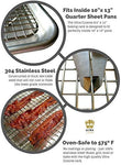 Ultra Cuisine 100% Stainless Steel Wire Cooling Rack for Baking fits Half Sheet Pans Cool Cookies, Cakes, Breads - Oven Safe for Cooking, Roasting, Grilling - Heavy Duty Commercial Quality