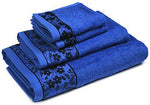 HYGGE Premium Turkish Cotton Towel Set with Floral Jacquard; 1 Bath Towel (27" x 56"); 1 Hand Towel (19" x 32"); 2 Washcloths (12" x 12")