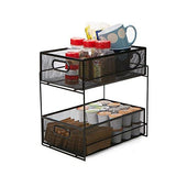 Mind Reader 2 Tier Metal Mesh Storage Baskets Organizer, Home, Office, Kitchen, Bathroom, Silver