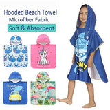 SpunKo Cute Dinosaur Kids Hooded Beach Towels for Little Girls Boys 1-6 Years Old Super Absorbent Hooded Bath Towel Soft Compact Pool Towel Poncho Cover Up Beach Present for Swimming Travel