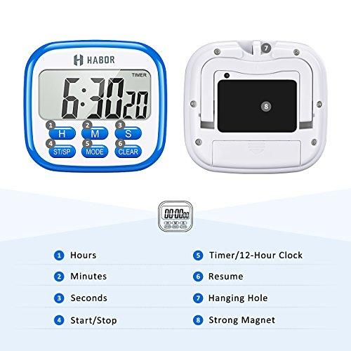 24-Hours Digital Kitchen Timer, 12-Hour Clock, Upgraded Large