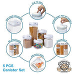 5 pc. Set Clear Food Containers w Airtight Lids Canisters for Kitchen & Pantry Storages - Storage for Cereal, Flour, Cooking