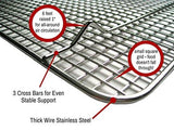 Ultra Cuisine 100% Stainless Steel Wire Cooling Rack for Baking fits Half Sheet Pans Cool Cookies, Cakes, Breads - Oven Safe for Cooking, Roasting, Grilling - Heavy Duty Commercial Quality