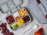 Bizz Bento Lunchbox & Bag Set with Utensils, Removable Microwaveable Dishwasher Safe Tray, Kids Adults, Leakproof 5-Compartment Food Storage Container, Felt Insulated Tote Lunch Bag Great for Travel