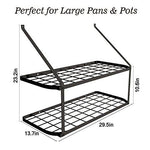 VDOMUS Shelf Pot Rack Wall Mounted Pan Hanging Racks 2 Tire (Black)