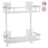 Hawsam No Drilling Bathroom Shelves, Aluminum 2 Tier Shower Shelf Caddy Adhesive Storage Basket for Shampoo