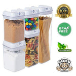 5 pc. Set Clear Food Containers w Airtight Lids Canisters for Kitchen & Pantry Storages - Storage for Cereal, Flour, Cooking