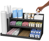 Mind Reader 14 Compartment 3 Tier Large Breakroom Coffee Condiment Organizer, Black