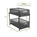 Mind Reader 2 Tier Metal Mesh Storage Baskets Organizer, Home, Office, Kitchen, Bathroom, Silver