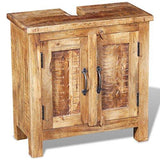 Festnight 24 Inches Bathroom Vanity Set Solid Reclaimed Wood Cabinet with Square Mirror Set Pure Handmade