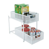 Mind Reader 2 Tier Metal Mesh Storage Baskets Organizer, Home, Office, Kitchen, Bathroom, Silver