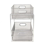 Mind Reader 2 Tier Metal Mesh Storage Baskets Organizer, Home, Office, Kitchen, Bathroom, Silver