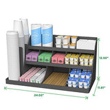 Mind Reader 14 Compartment 3 Tier Large Breakroom Coffee Condiment Organizer, Black