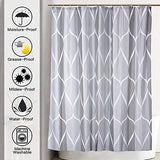 JRing Shower Curtain Polyester Fabric Waterproof Machine Washable with 12 Hooks 72x72 Inch