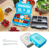 Bizz Travel Bento Box Set Lunch Boxes with Utensils, Removable Microwaveable, Dishwasher Safe Tray (2-Pack) Lunchbox Portable Portion Control Meal Prep Containers, Reusable, BPA Free for Kids Adults