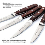 Steak knives, Emojoy Steak knife set, Pakkawood Handle Highly Resistant and Durable, German Stainless Steel Steak Knives Serrated (1 Set of 8-Piece Steak Knives)