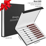 Steak knives, Emojoy Steak knife set, Pakkawood Handle Highly Resistant and Durable, German Stainless Steel Steak Knives Serrated (1 Set of 8-Piece Steak Knives)