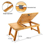 Laptop Desk Nnewvante Table Adjustable 100% Bamboo Foldable Breakfast Serving Bed Tray FBA_BWZ-ZS1