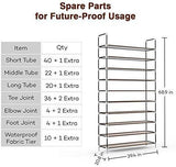 Sable 10 Tiers Shoe Rack, Fabric Shoe Tower Cabinet Organizer with Spare Parts, Holds up to Storage 50 Pairs of Shoes (Renewed)