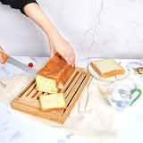 Kinwell Nature Bamboo Foldable Bread Slicer with Crumb Catcher Tray + 20 Bread Bags for Homemade Bread & Loaf Cakes, Thickness Adjustable,Thick & Thin Slices 1/3", 3/8" and 1/2"(New Version)