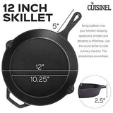 Pre-Seasoned Cast Iron Skillet (12-Inch) W/ Glass Lid and Handle Cover Oven Safe Cookware | Heat-Resistant Holder | Indoor and Outdoor Use | Grill, Stovetop, Induction Safe