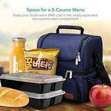 Large Lunch Box for Men, Insulated Adult Lunch Bag, Sable Reusable Waterproof Cooler Tote Bag for Meal Prep with 2 Main Spacious Compartments by Sable