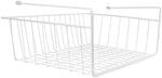 Tebery 2 Pack White Under Shelf Basket Wire Storage Basket for Kitchen Pantry Desk Bookshelf