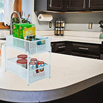 Mind Reader 2 Tier Metal Mesh Storage Baskets Organizer, Home, Office, Kitchen, Bathroom, Silver