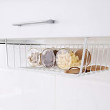 Tebery 2 Pack White Under Shelf Basket Wire Storage Basket for Kitchen Pantry Desk Bookshelf