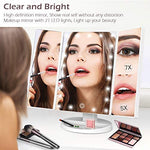 BESTOPE Makeup Mirror with Lights, 7X/5X Magnification Vanity Mirror with 21 LED Lights, 180° Rotation Trifold Touch Screen Cosmetic Mirrors and Dual Power Supply