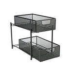 Mind Reader 2 Tier Metal Mesh Storage Baskets Organizer, Home, Office, Kitchen, Bathroom, Silver