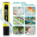 Digital PH Meter, Wellcows PH Meter 0.01 PH High Accuracy Water Quality Tester with 0-14 PH Measurement Range for Household Drinking, Pool and Aquarium Water PH Tester Design with ATC (Yellow)