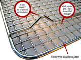 Ultra Cuisine 100% Stainless Steel Wire Cooling Rack for Baking fits Half Sheet Pans Cool Cookies, Cakes, Breads - Oven Safe for Cooking, Roasting, Grilling - Heavy Duty Commercial Quality
