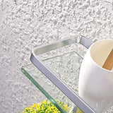 KES Aluminum Bathroom Glass Shelf Tempered Glass Rectangular 1 Tier Extra Thick Silver Sand Sprayed Wall Mounted, A4126A