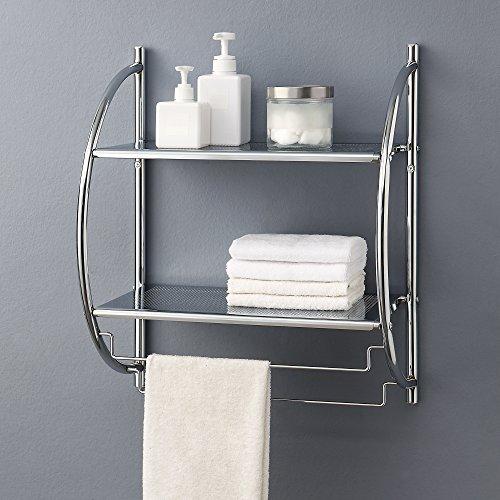 Organize It All Chrome 2-Tier Metal Wall Mount Bathroom Shelf