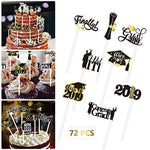 Amosfun 72PCS Graduation Cupcake Toppers 2019 Graduation Party Decorations Cake Topper Picks Toothpick Toppers Class of 2019 Graduation Party Supplies