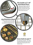Ultra Cuisine 100% Stainless Steel Wire Cooling Rack for Baking fits Half Sheet Pans Cool Cookies, Cakes, Breads - Oven Safe for Cooking, Roasting, Grilling - Heavy Duty Commercial Quality