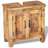 Festnight 24 Inches Bathroom Vanity Set Solid Reclaimed Wood Cabinet with Square Mirror Set Pure Handmade