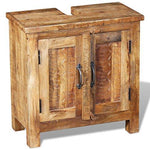 Festnight 24 Inches Bathroom Vanity Set Solid Reclaimed Wood Cabinet with Square Mirror Set Pure Handmade