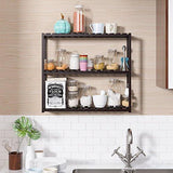 HOMFA Bamboo Bathroom Shelf 3-Tier Multifunctional Adjustable Layer Rack Wall Mounted Utility Storage Organizer Bathroom Kitchen Living Room Holder