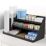 Mind Reader 14 Compartment 3 Tier Large Breakroom Coffee Condiment Organizer, Black