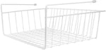 Tebery 2 Pack White Under Shelf Basket Wire Storage Basket for Kitchen Pantry Desk Bookshelf