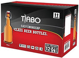 Home Brewing Glass Beer Bottle with Easy Wire Swing Cap & Airtight Rubber Seal -Amber- 16oz - Case of 12 - by Tiabo