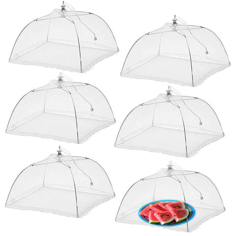 Simply Genius (6 pack) Large and Tall 17x17 Pop-Up Mesh Food Covers Tent Umbrella for Outdoors, Screen Tents, Parties Picnics, BBQs, Reusable and Collapsible