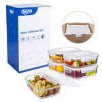 Roll over image to zoom in Bayco Large Glass Meal Prep Containers, [5 Pack, 36oz | 4.5cups] Glass Food Storage Containers with Lids, Airtight Glass Bento Boxes, BPA Free & FDA Approved & Leak Proof (5 lids & 5 Containers)